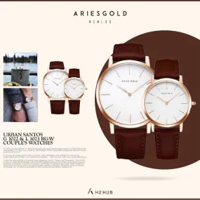 ARIES GOLD URBAN SANTOS G 1022 & L 1023 RG-W COUPLE'S WATCHES