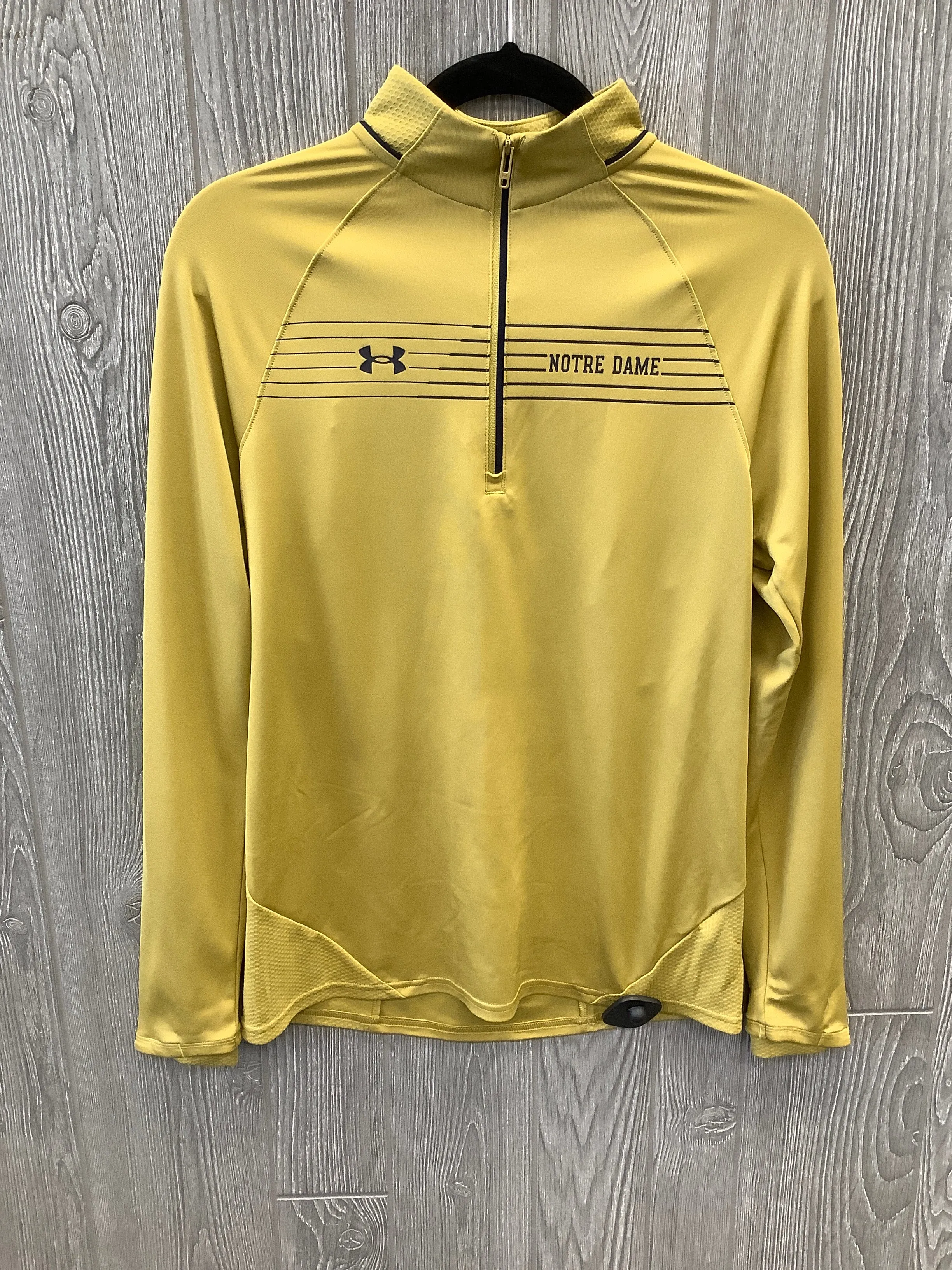 Athletic Top Long Sleeve Collar By Under Armour In Yellow, Size: S