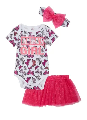 Baby Girls 0-9M Butterfly Print Mamas Girl Graphic Bodysuit and Tutu Skirt