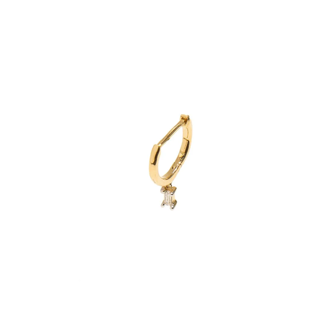 BAGUETTE CHARM 14k GOLD HUGGIE