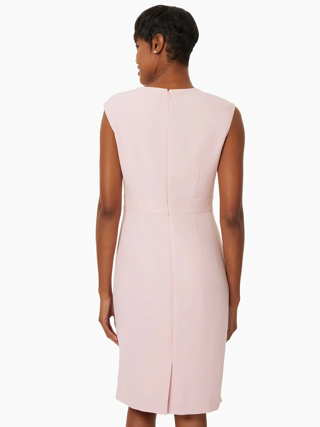 Banded Waist Stretch Crepe Sheath Dress