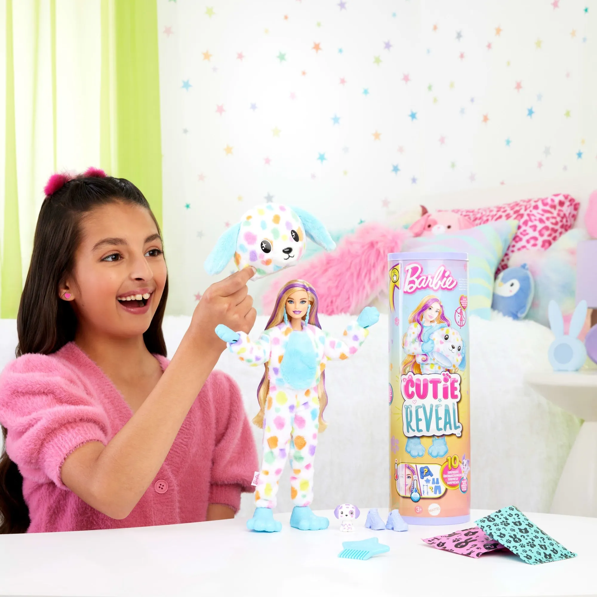 Barbie Cutie Reveal Doll, Dalmatian Costume & Accessories, Color Dream Series With 10 Surprises