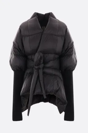 Batwing nylon asymmetric down jacket