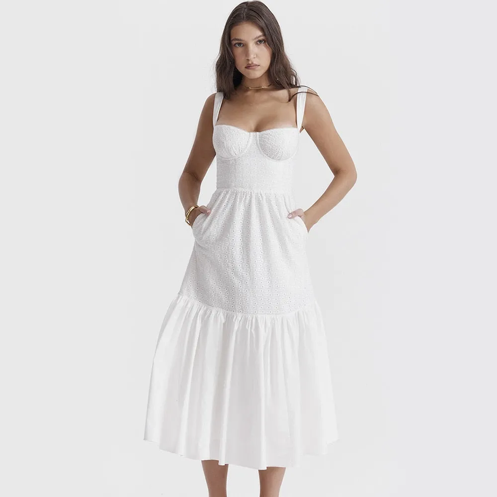 Belle White Midi Dress