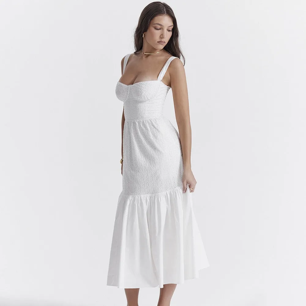 Belle White Midi Dress