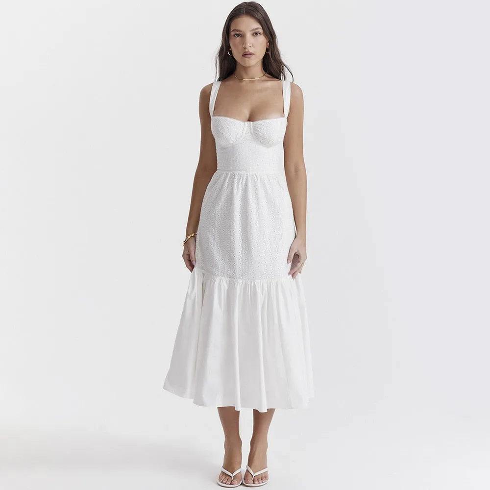 Belle White Midi Dress