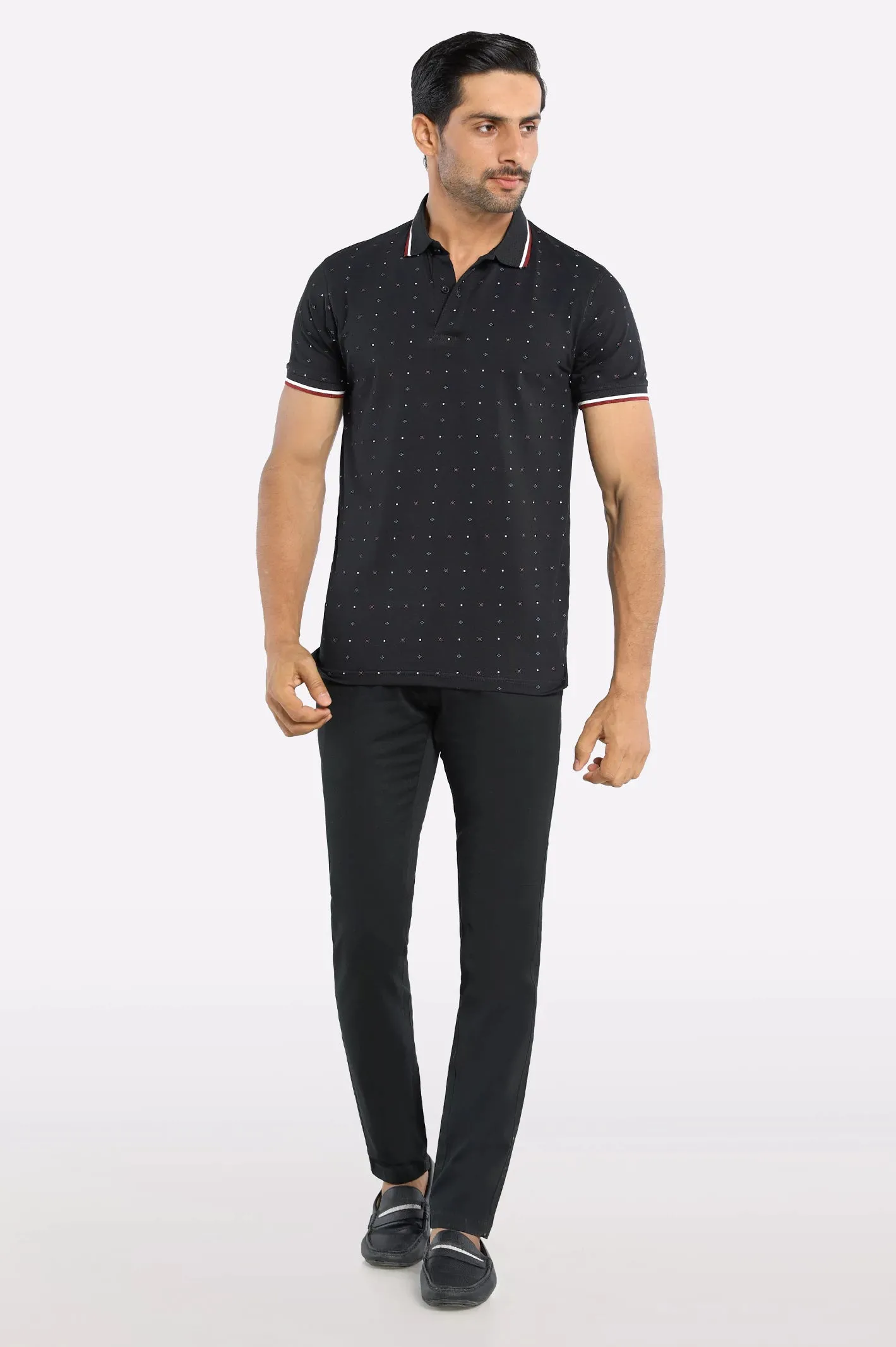 Black All Over Printed Polo