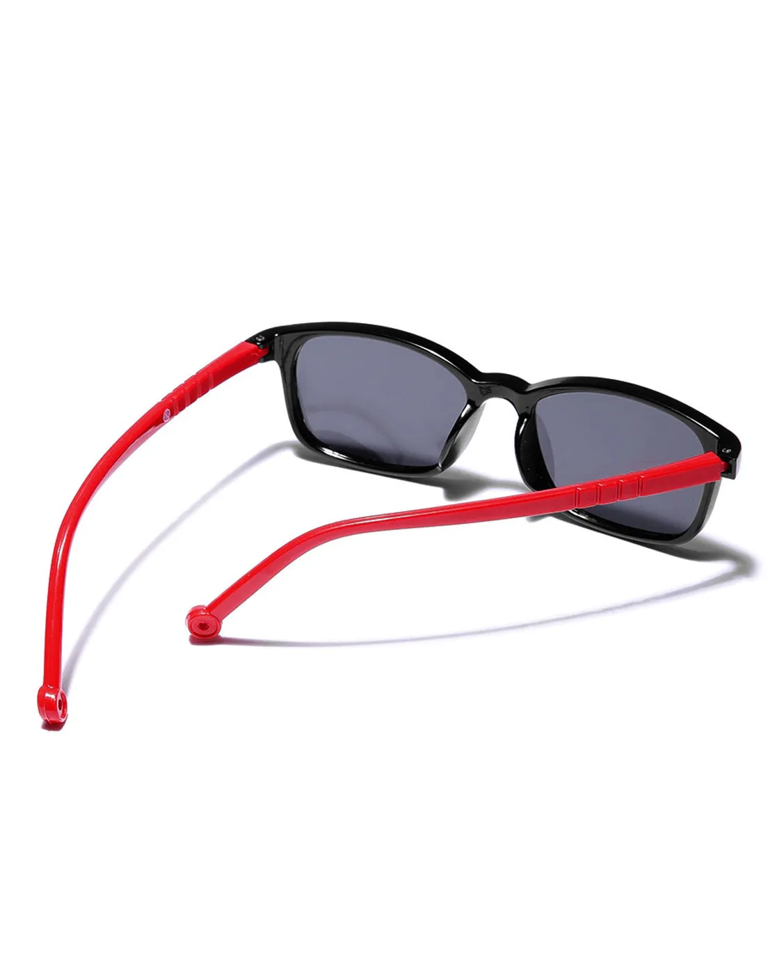 Black & Red Toned with Polarised Lens Rectangle Sunglass for boy