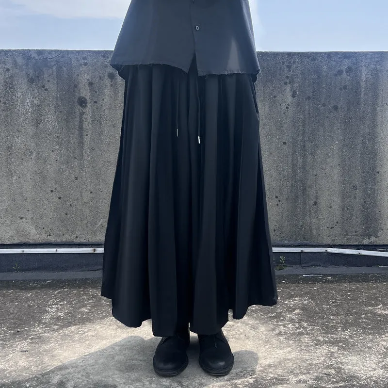 Black Casual Pleated Wide Leg Pants