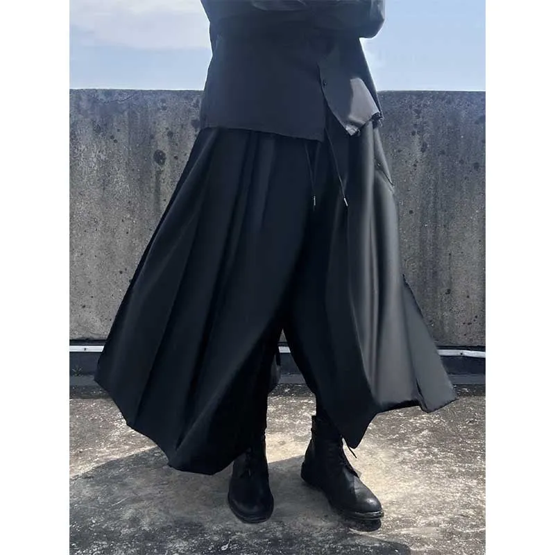 Black Casual Pleated Wide Leg Pants