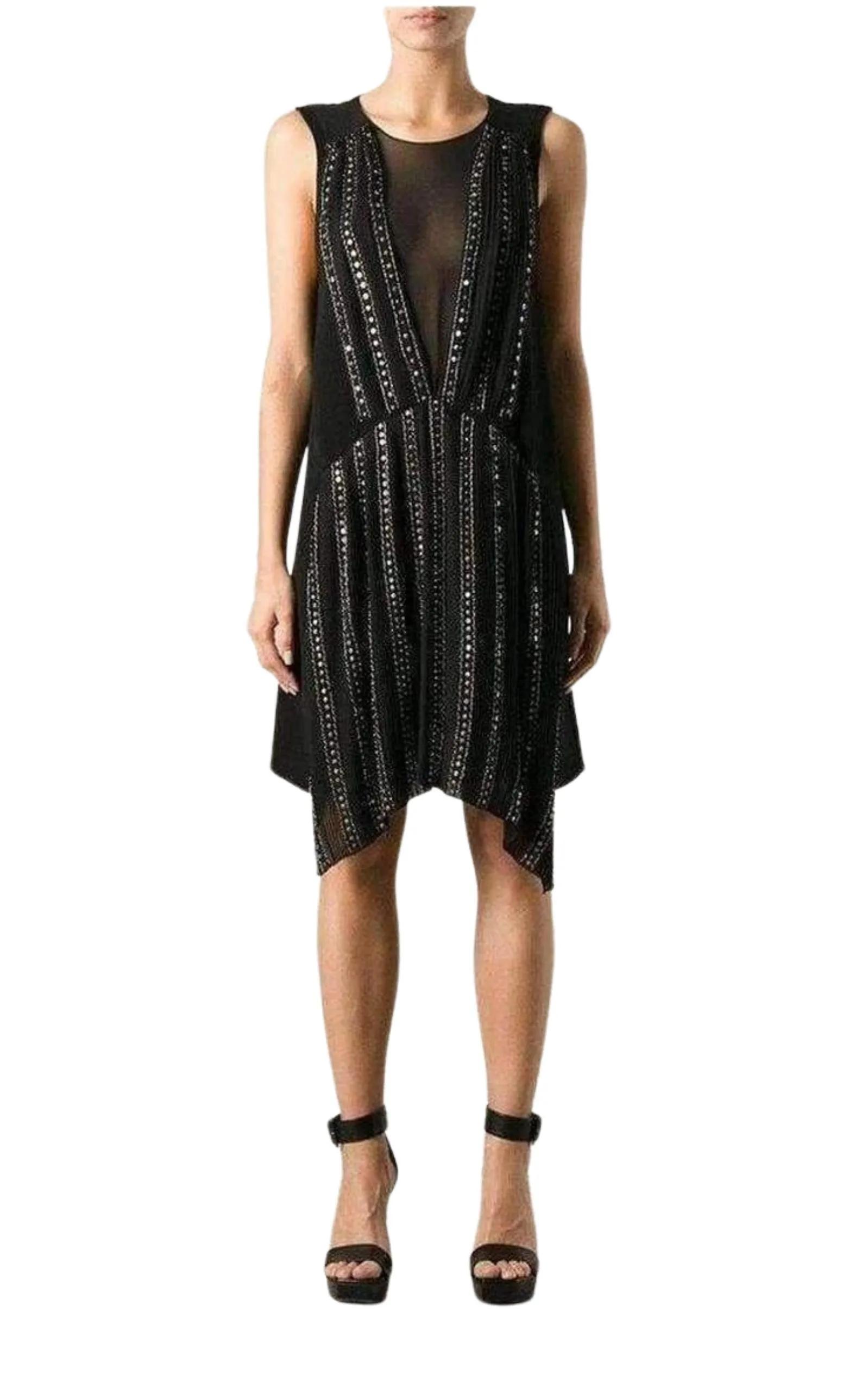 Black Embellished Silk Cocktail Dress