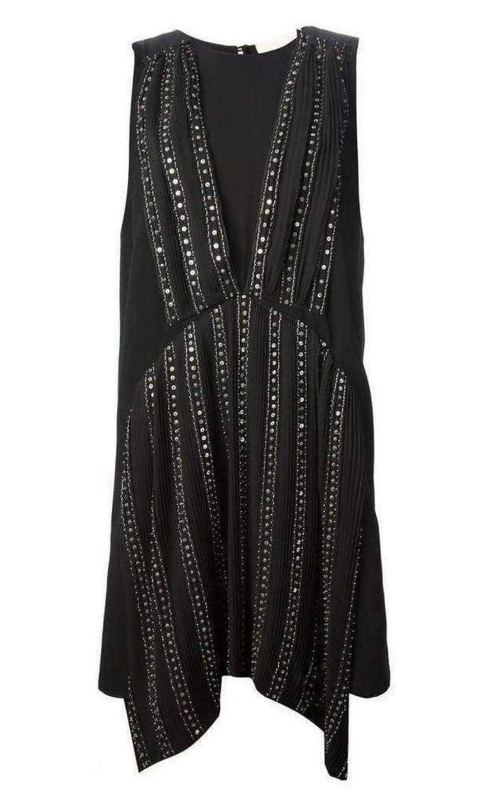 Black Embellished Silk Cocktail Dress