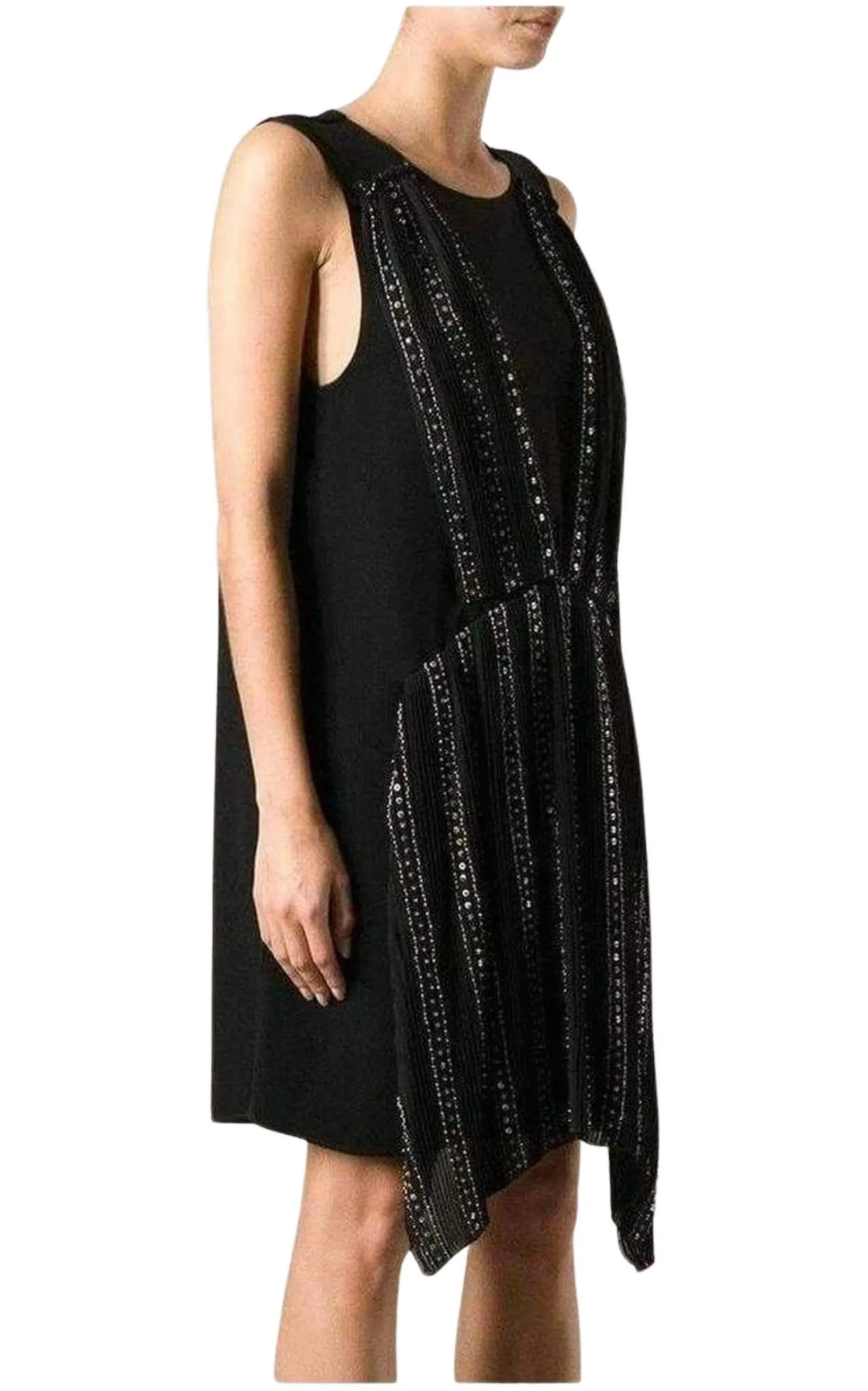 Black Embellished Silk Cocktail Dress