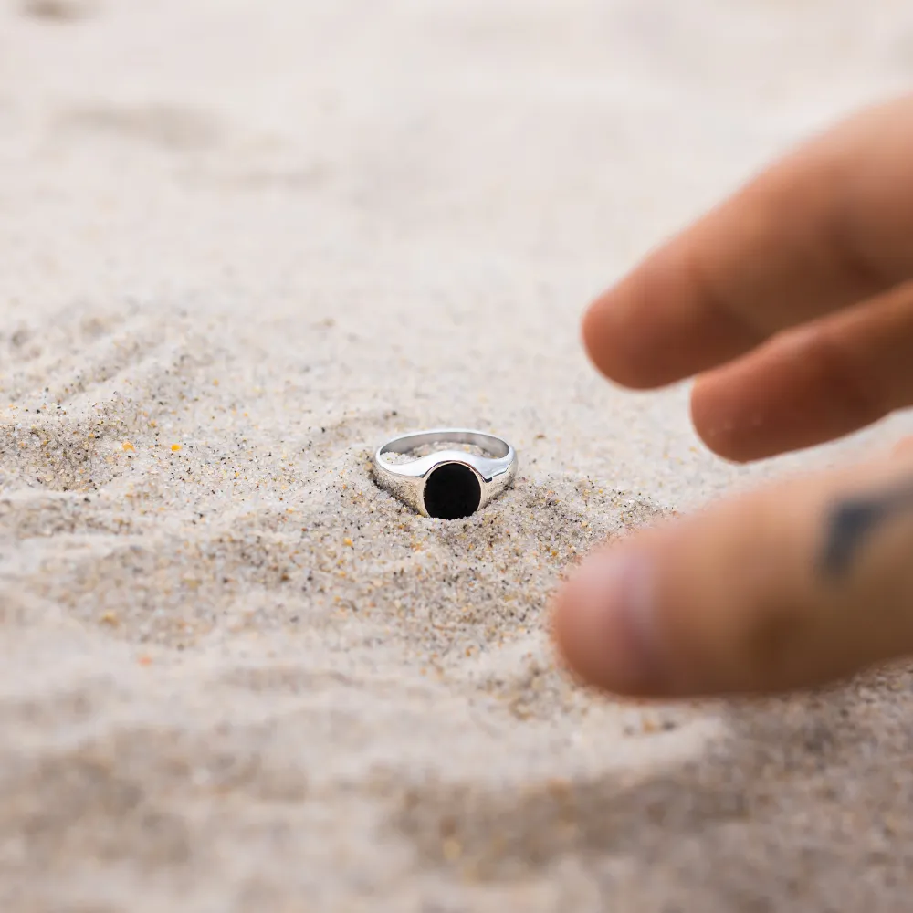 Black Onyx Signet Ring - Silver