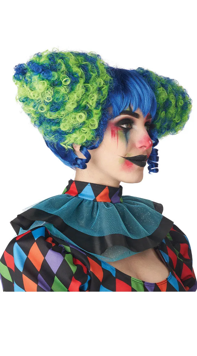 Blue And Green Funhouse Clown Wig