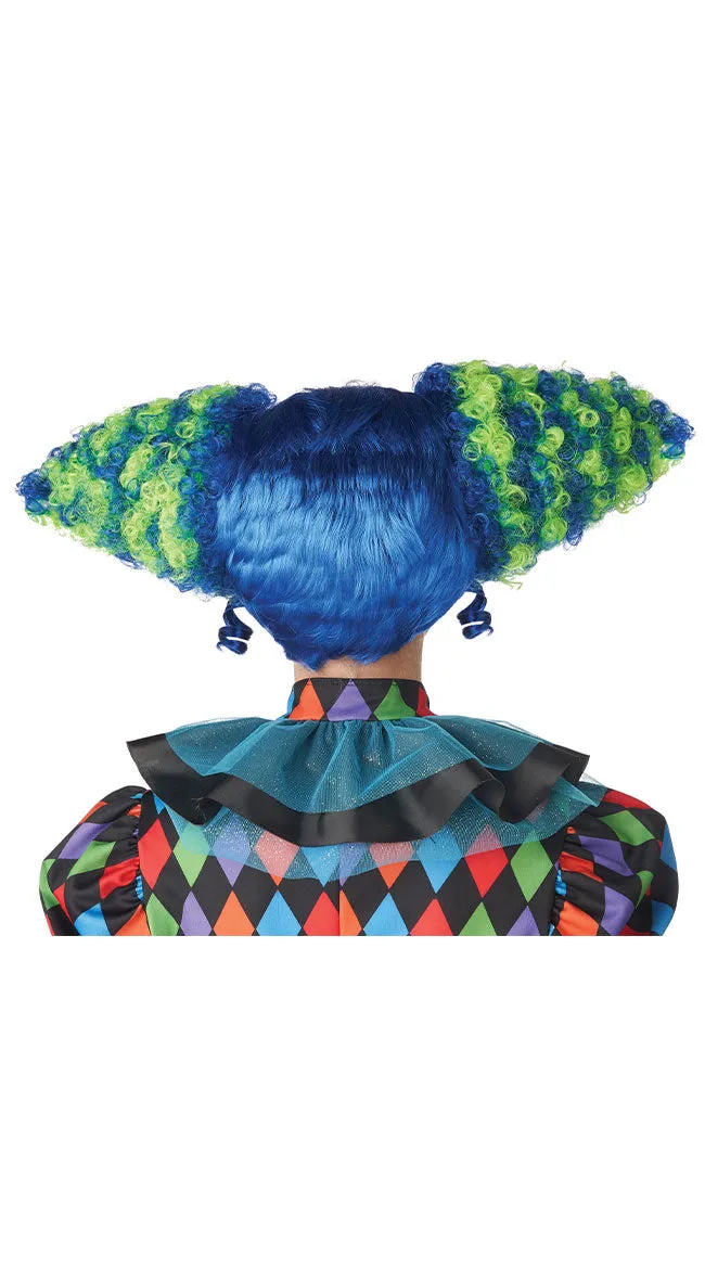 Blue And Green Funhouse Clown Wig