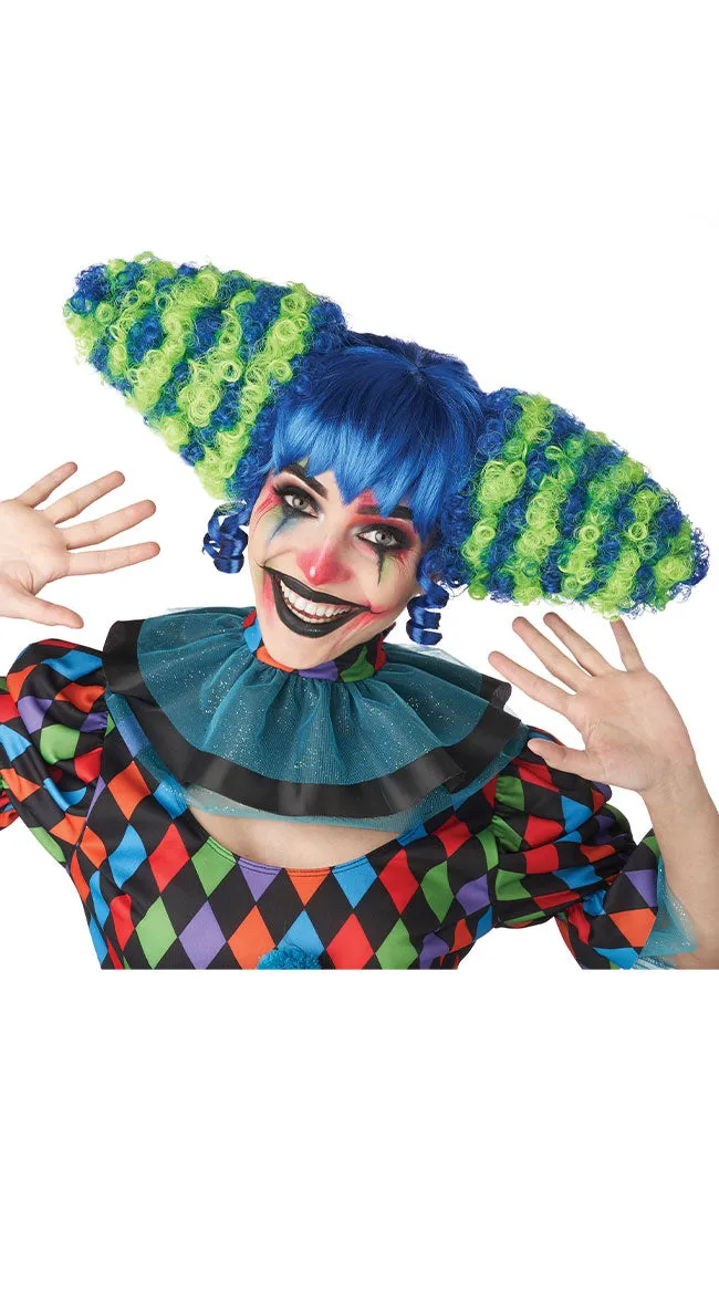 Blue And Green Funhouse Clown Wig