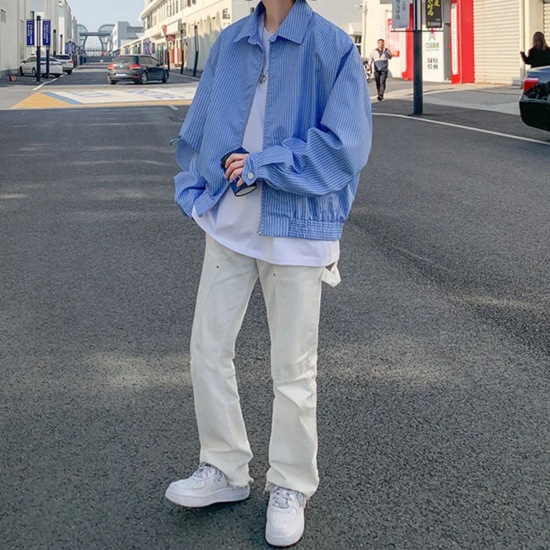 Blue Striped Waist Jacket