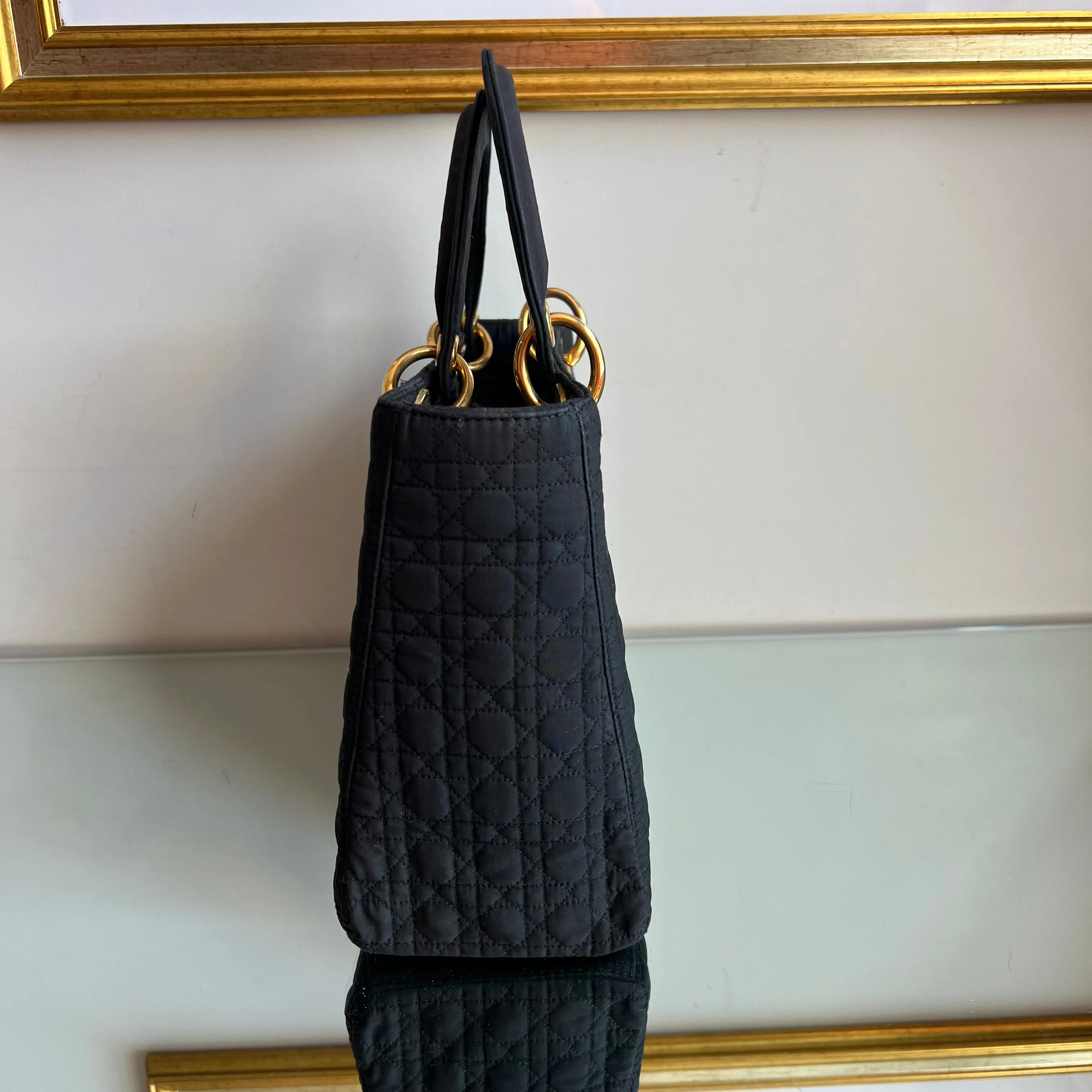 Bolsa Christian Dior Lady Dior Tecido Preto