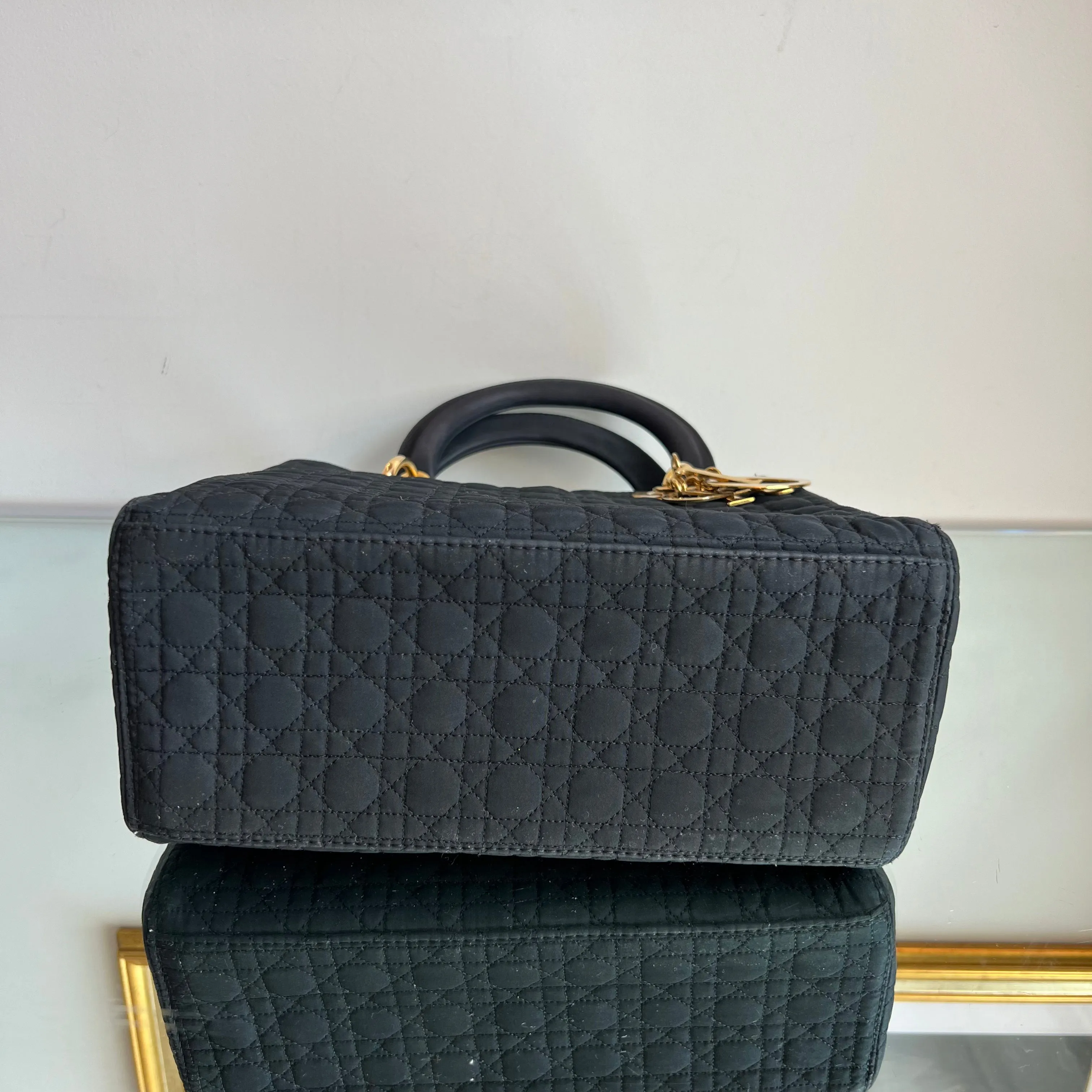 Bolsa Christian Dior Lady Dior Tecido Preto