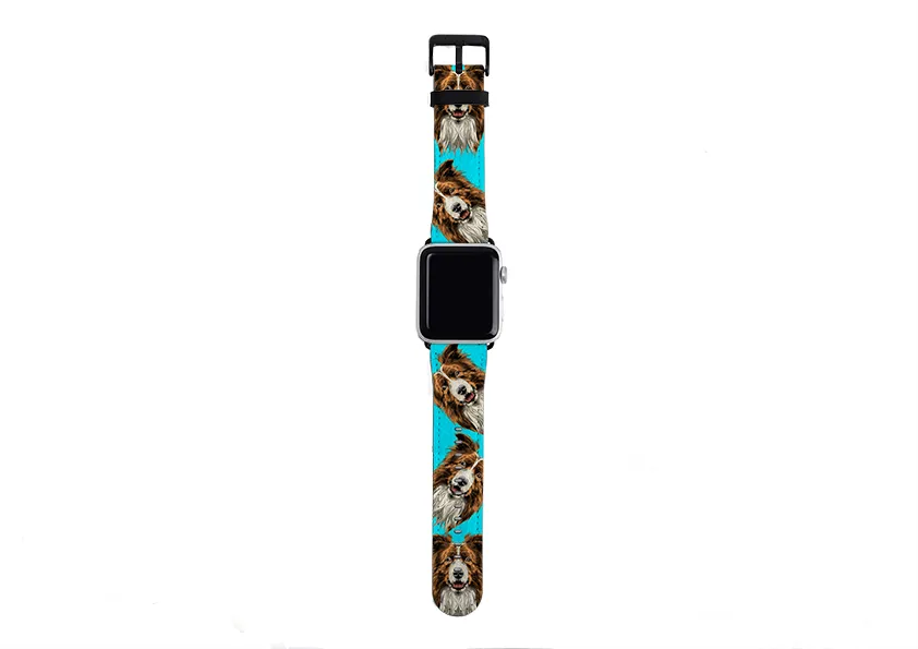 Border Collie Sea Blue Apple Watch Strap