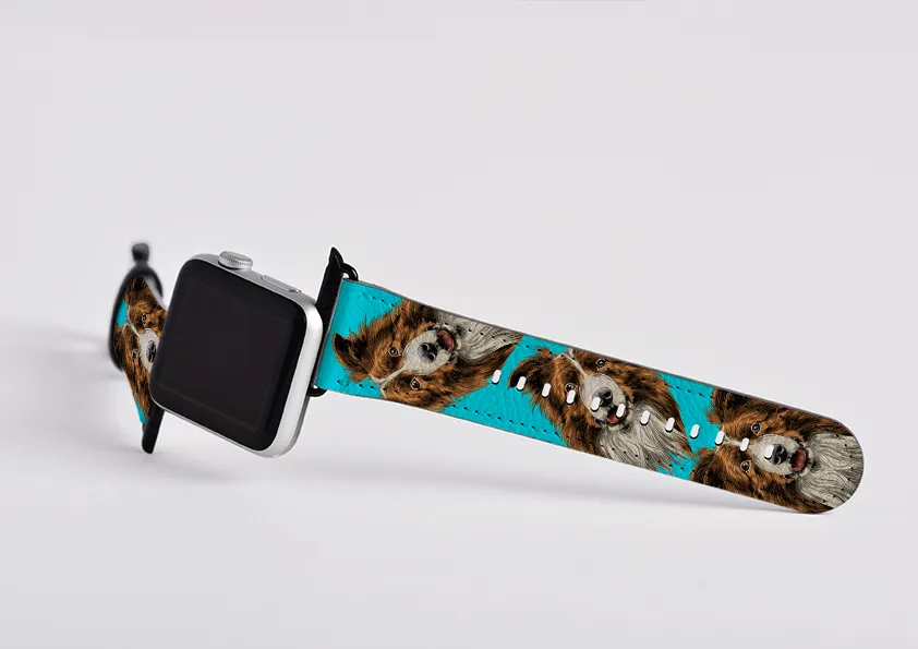 Border Collie Sea Blue Apple Watch Strap