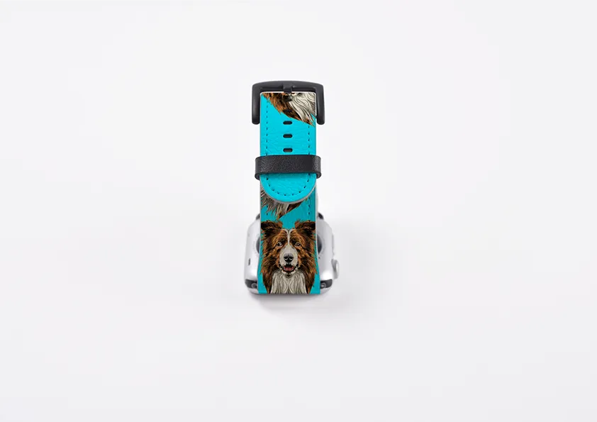 Border Collie Sea Blue Apple Watch Strap