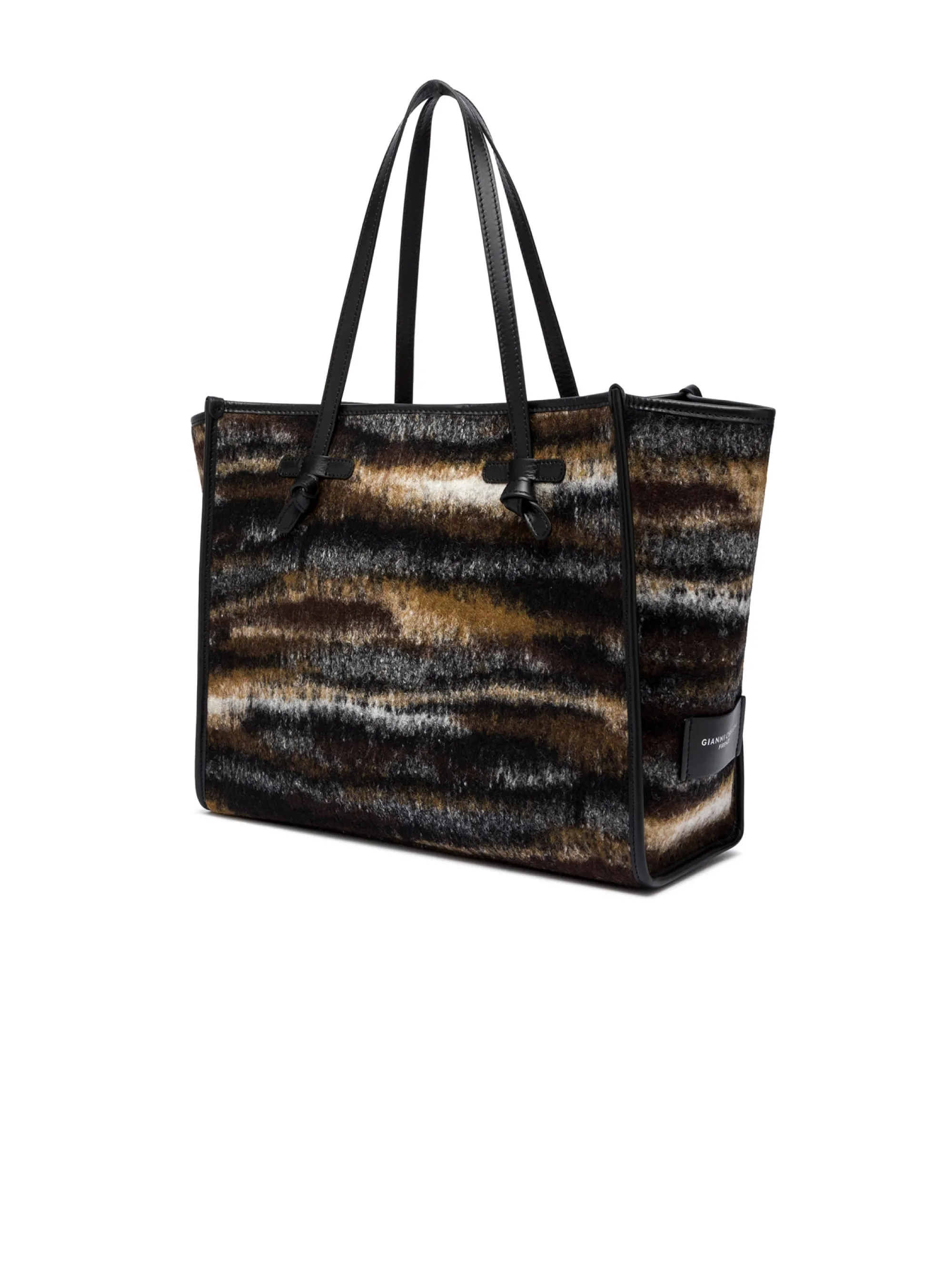 Borsa a Spalla in Jacquard Melange Marrone