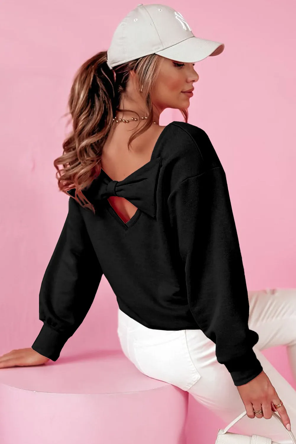 Bow knot  Round Neck Sweatshirt