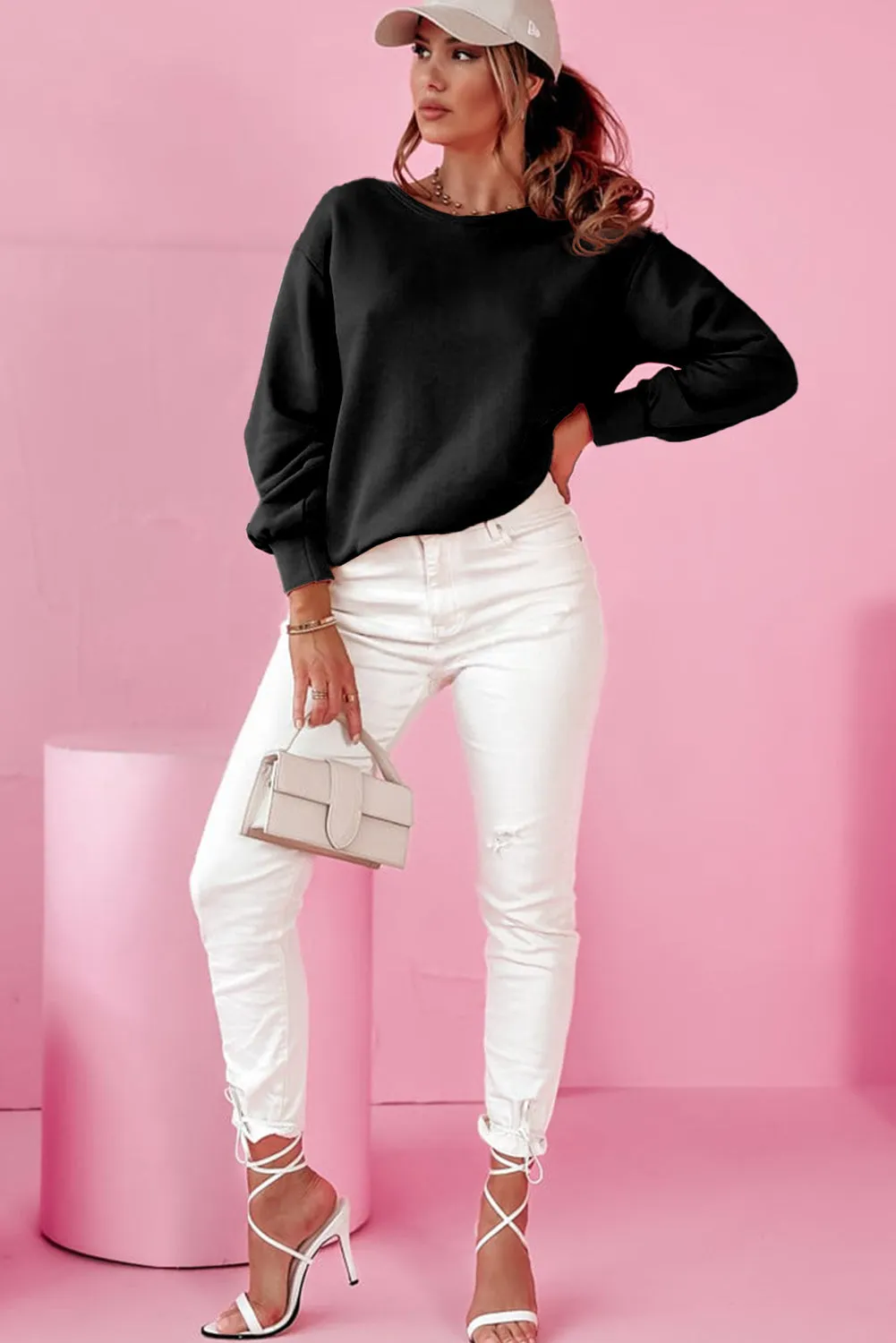 Bow knot  Round Neck Sweatshirt