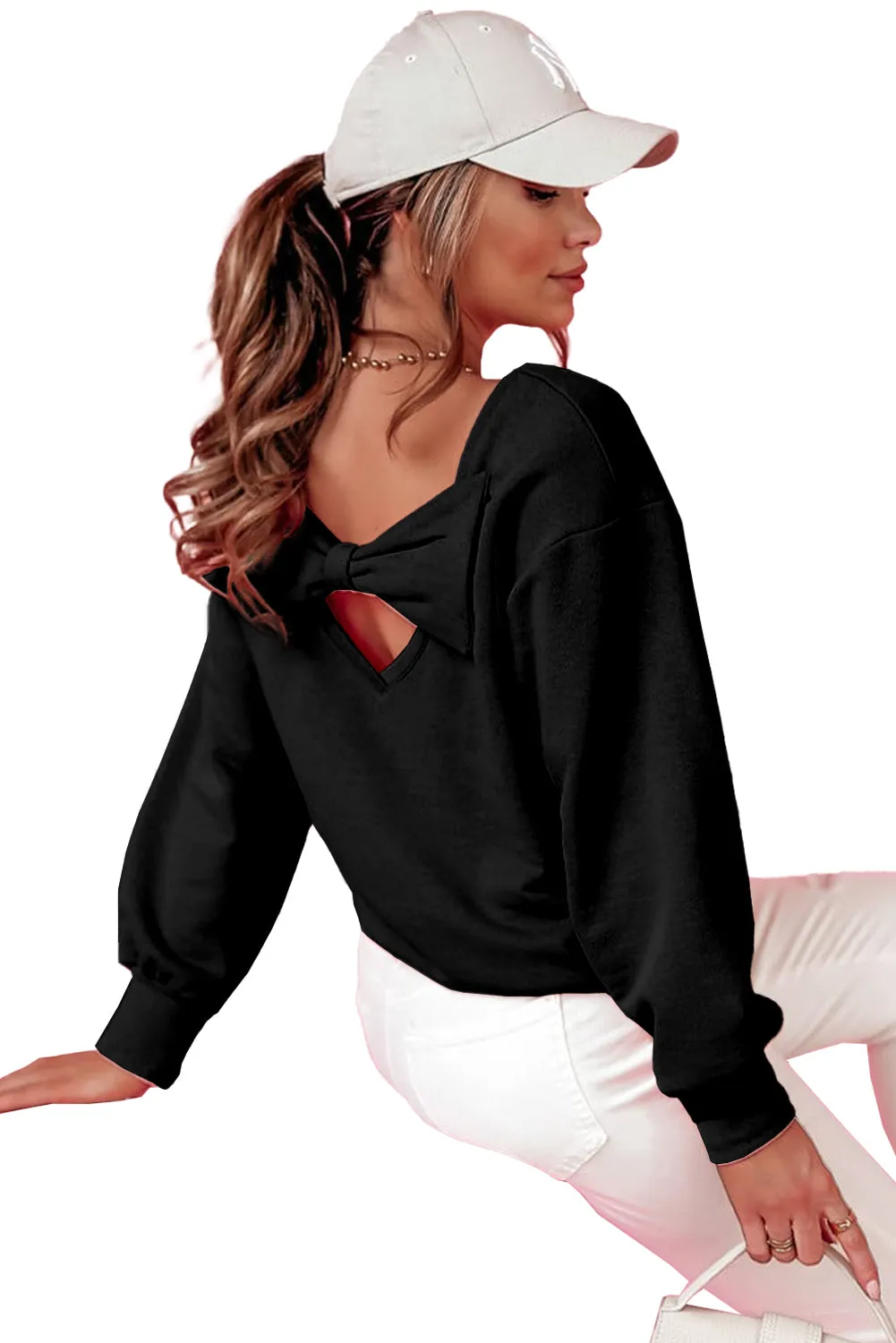 Bow knot  Round Neck Sweatshirt