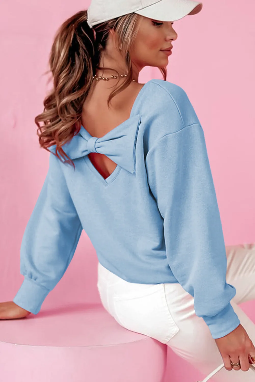 Bow knot  Round Neck Sweatshirt