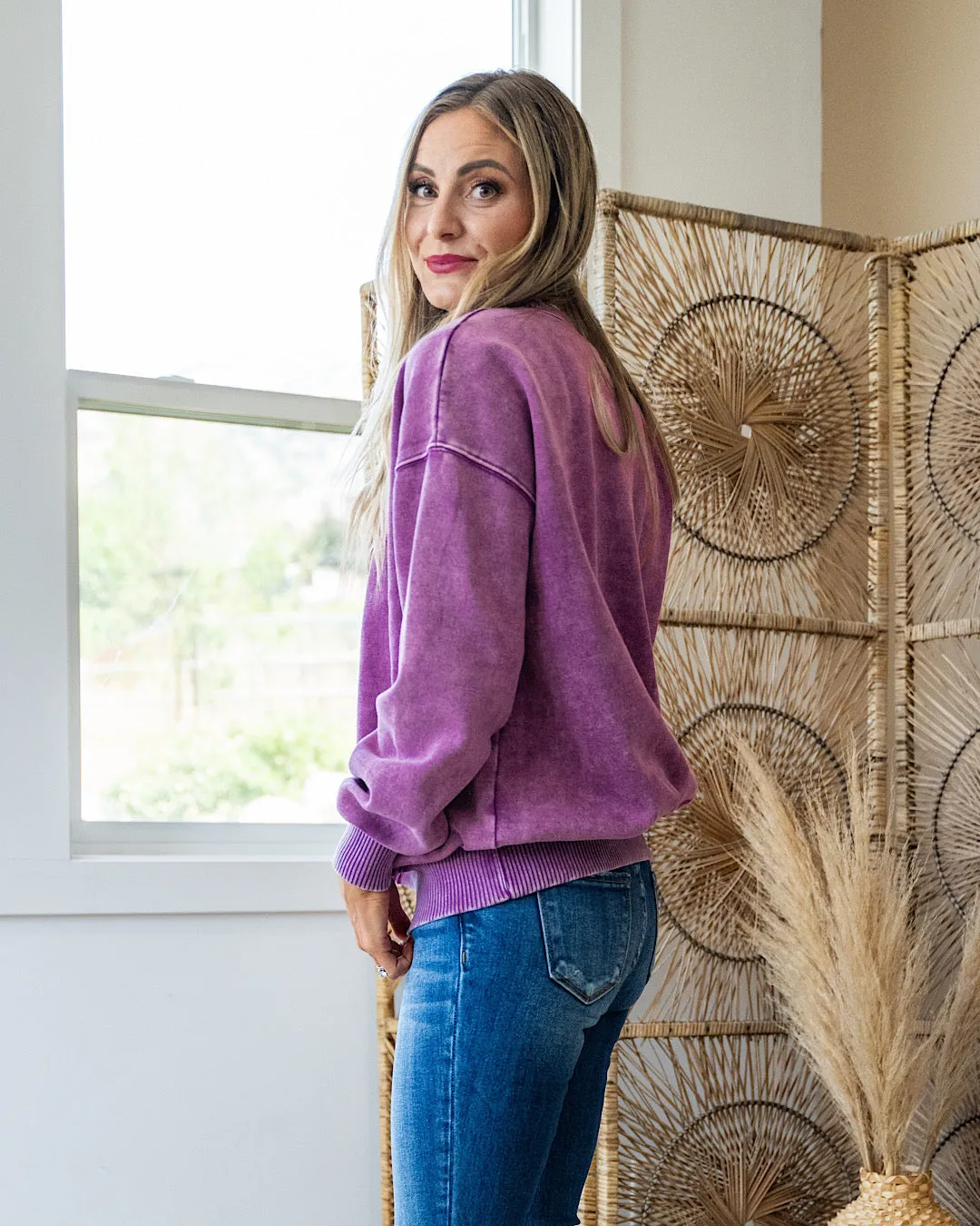 Boyfriend Crewneck Sweatshirt - Light Plum