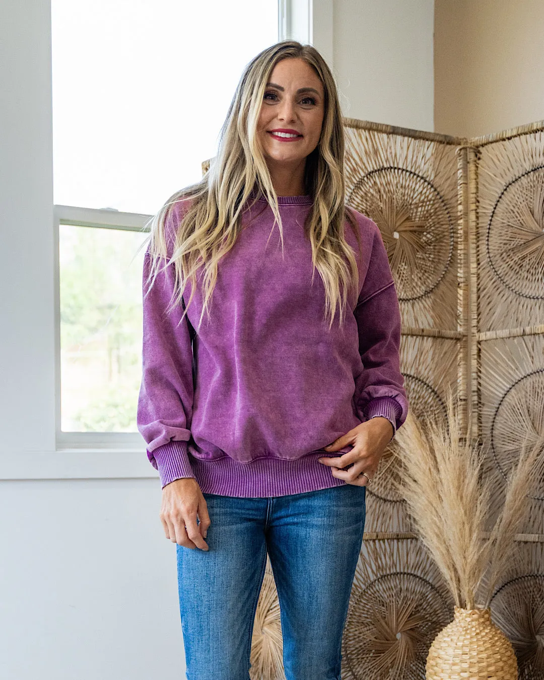 Boyfriend Crewneck Sweatshirt - Light Plum