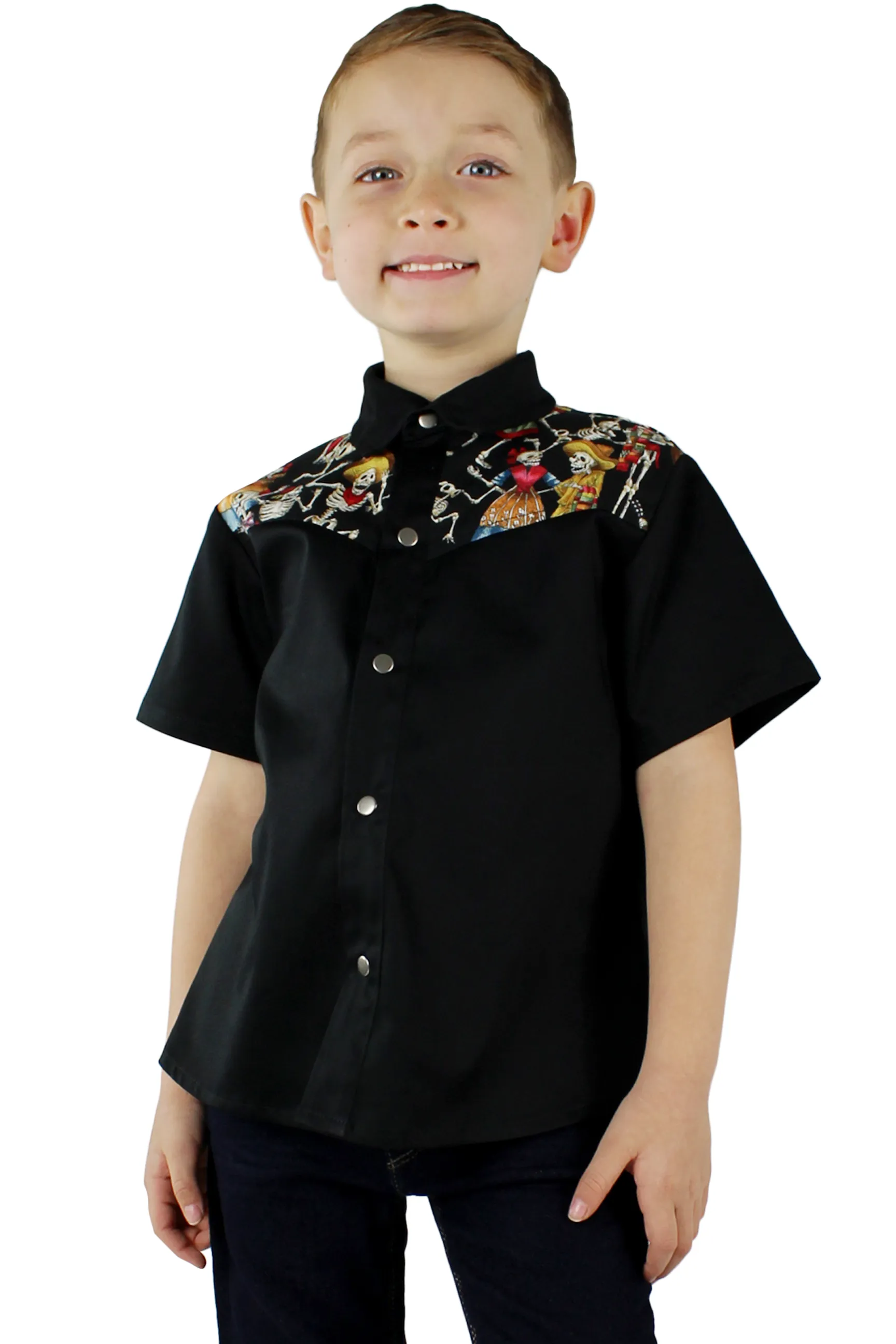 Boy's Dancing Skeletons Western Top #BDSWT