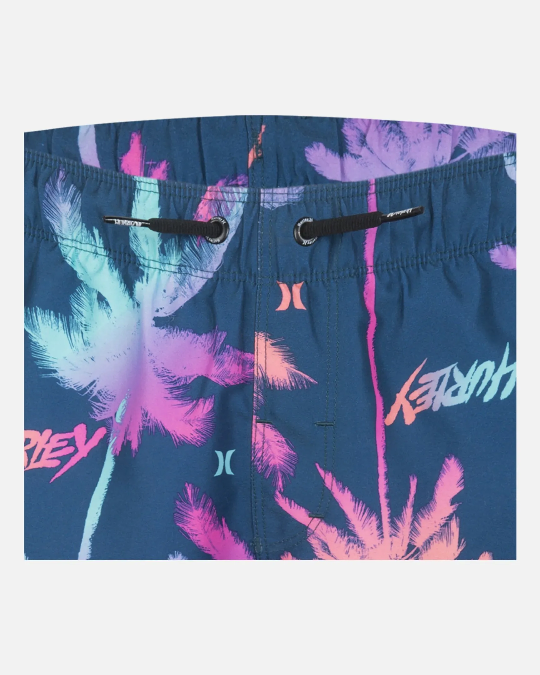 Boys Palm Print Pull On Swim Trunks