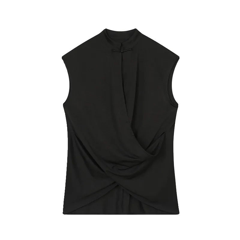 Button Cross Cutout Vest