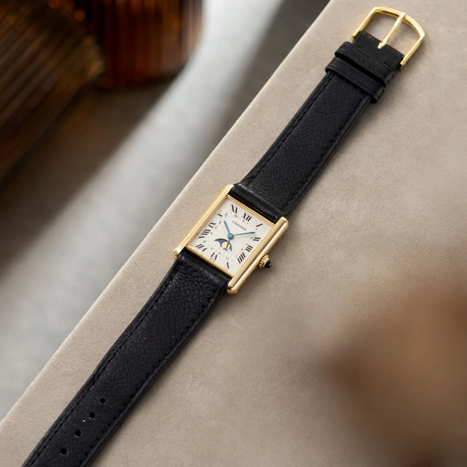 Cartier Tank with Moon Phase 18kt Yellow Gold