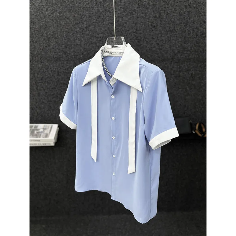 Casual Contrast Tie T-shirt