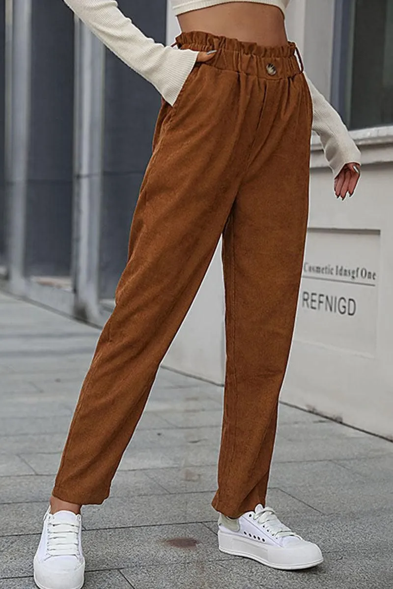 CASUAL SOLID CORDUROY PANTS