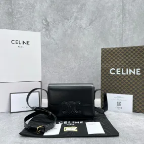 CE Classique Cuir Triomphe Bag Black For Women 9in/22cm 