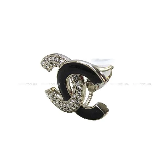 CHANEL earrings COCO Mark Rhinestone Noir (Black)/Silver Silver HW ABB931[BRAND NEW][Authentic]