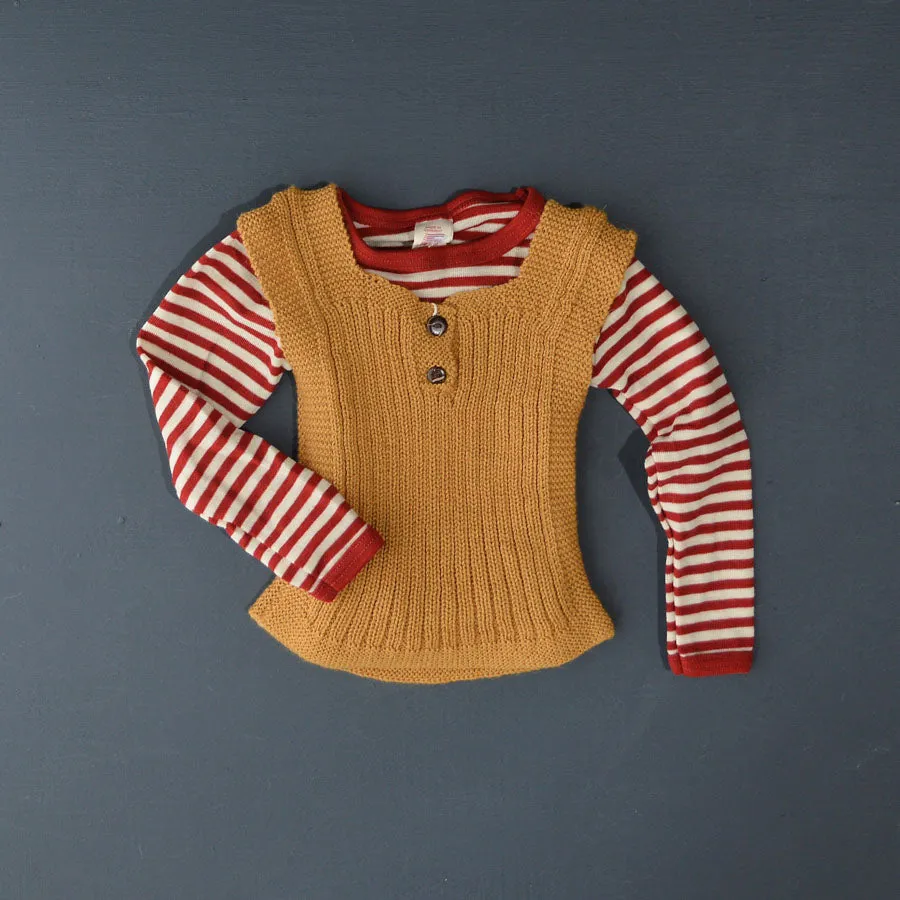 Child's Long Sleeve Top 100% Organic Merino - Stripes (1-12yrs)