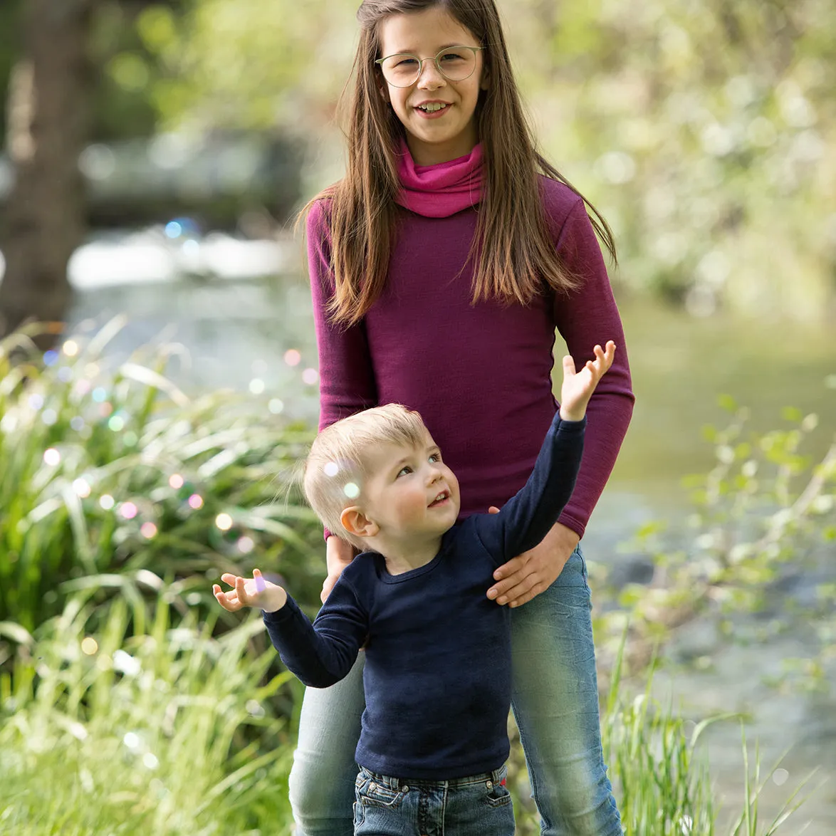 Child's Long Sleeve Top in Organic Wool/Silk (1-14y)