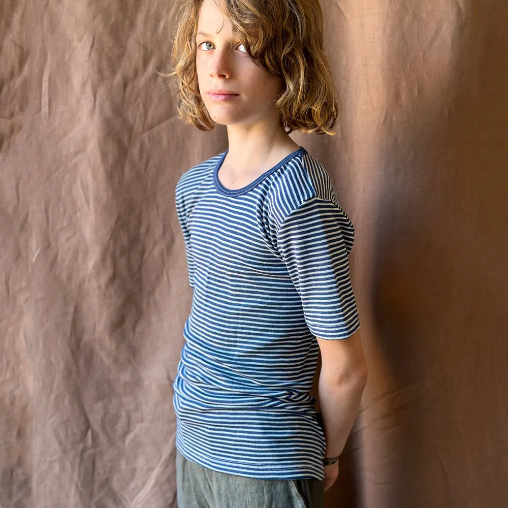 Child's T-Shirt - Organic Merino/Silk - Stripes (1-12y)