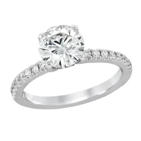 CLASSIC WHITE GOLD ENGAGEMENT RING WITH LAB GROWN ROUND DIAMOND, 1.87 CT TW