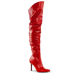 CLASSIQUE-3011 Red Faux Leather Thigh High Sexy Clearance Boot