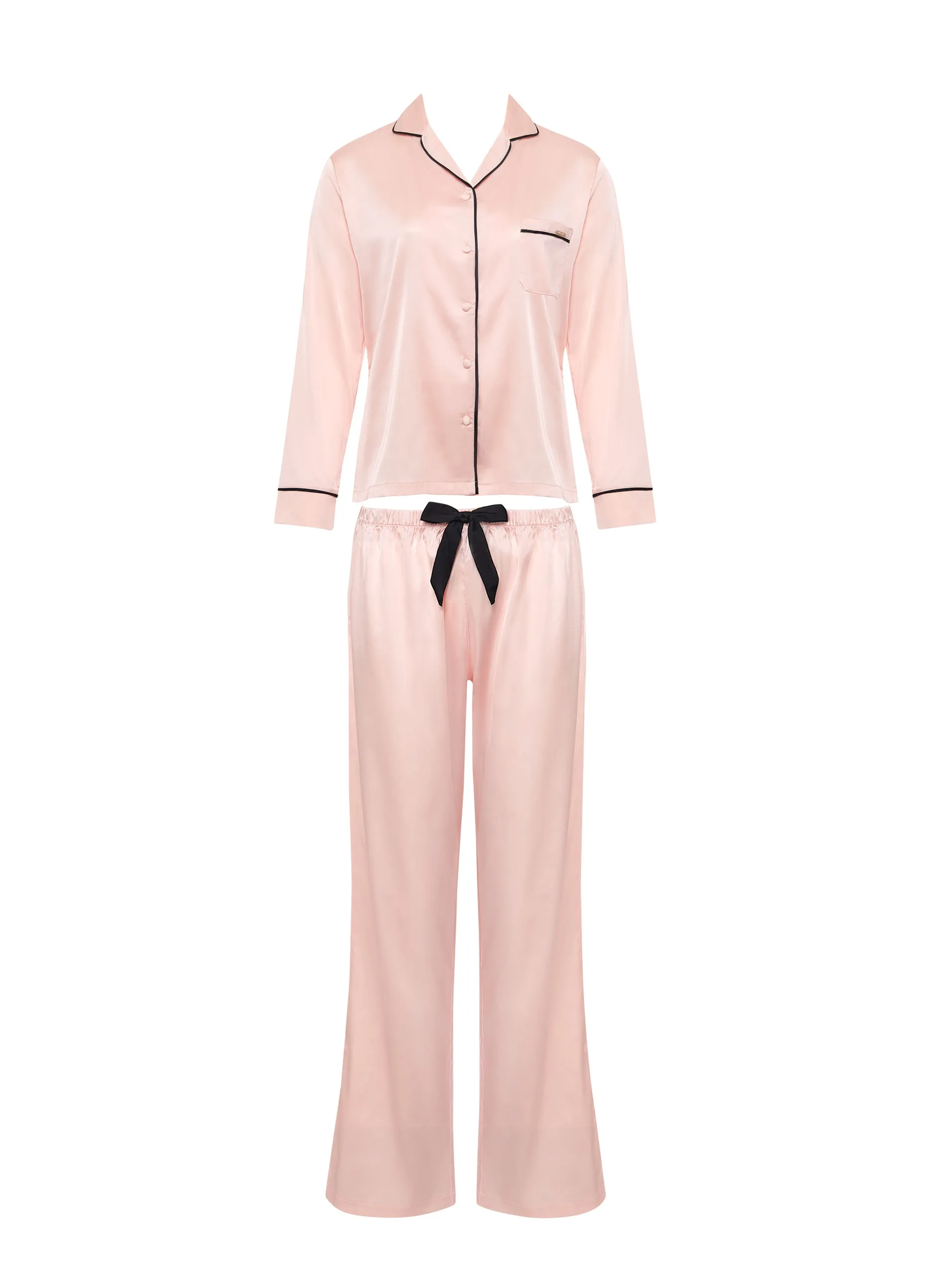 Claudia Shirt and Trouser Set Pale Pink/Black