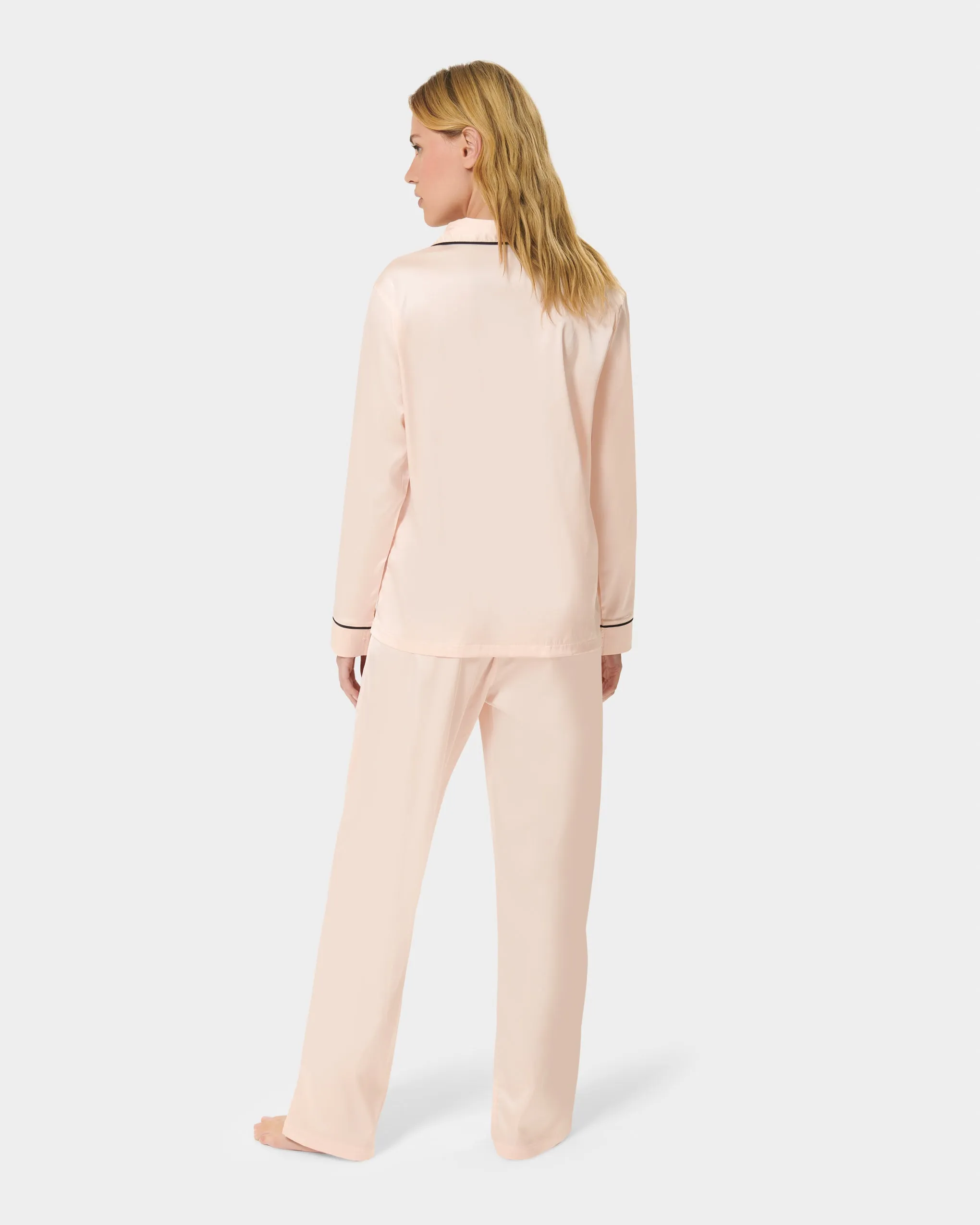 Claudia Shirt and Trouser Set Pale Pink/Black