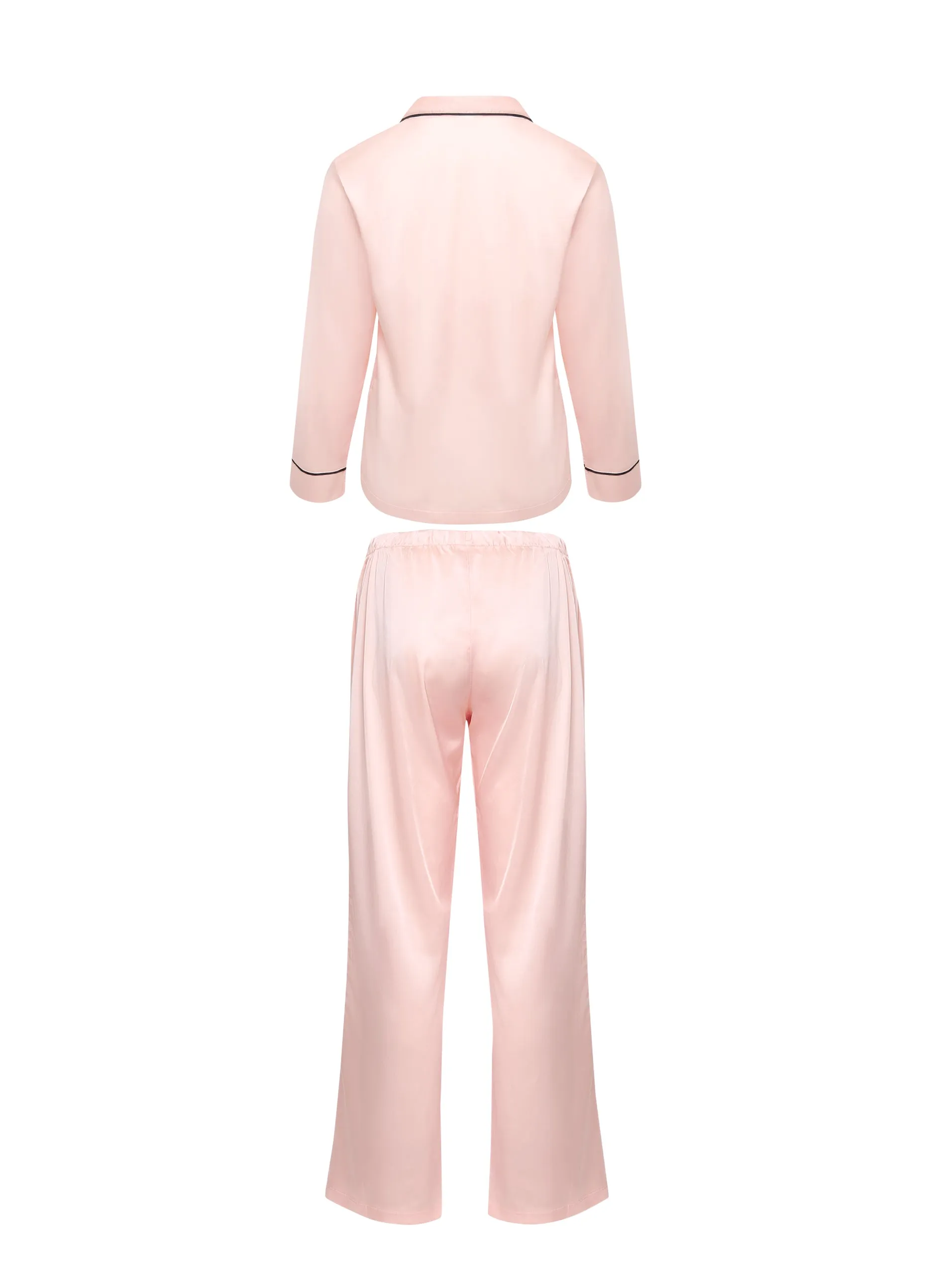 Claudia Shirt and Trouser Set Pale Pink/Black